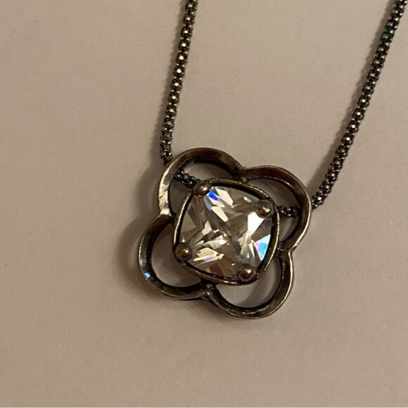 SILPADA NECKLACE STERLING SILVER 925 POPCORN CHAIN 16” CZ FLOWER PENDANT N1411 - Picture 6 of 11